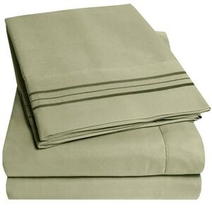 1800 Thread Count 4 Piece Deep Pocket Bedroom Bed Sheet Set Queen - Sage nwt